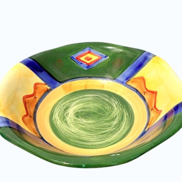 World Market Abstract Aztec Large Pasta Bowl 12" - Picture 2 of 7